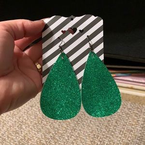 Dbl sides faux leather earrings